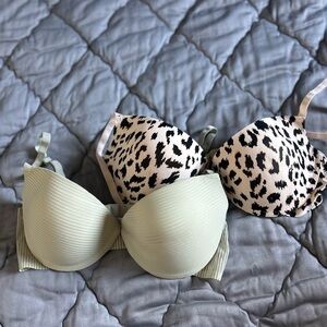 Nine West Olive and Leopard Print Bra Set